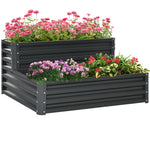 2 Tier Galvanized Raised Garden Bed Dark Grey