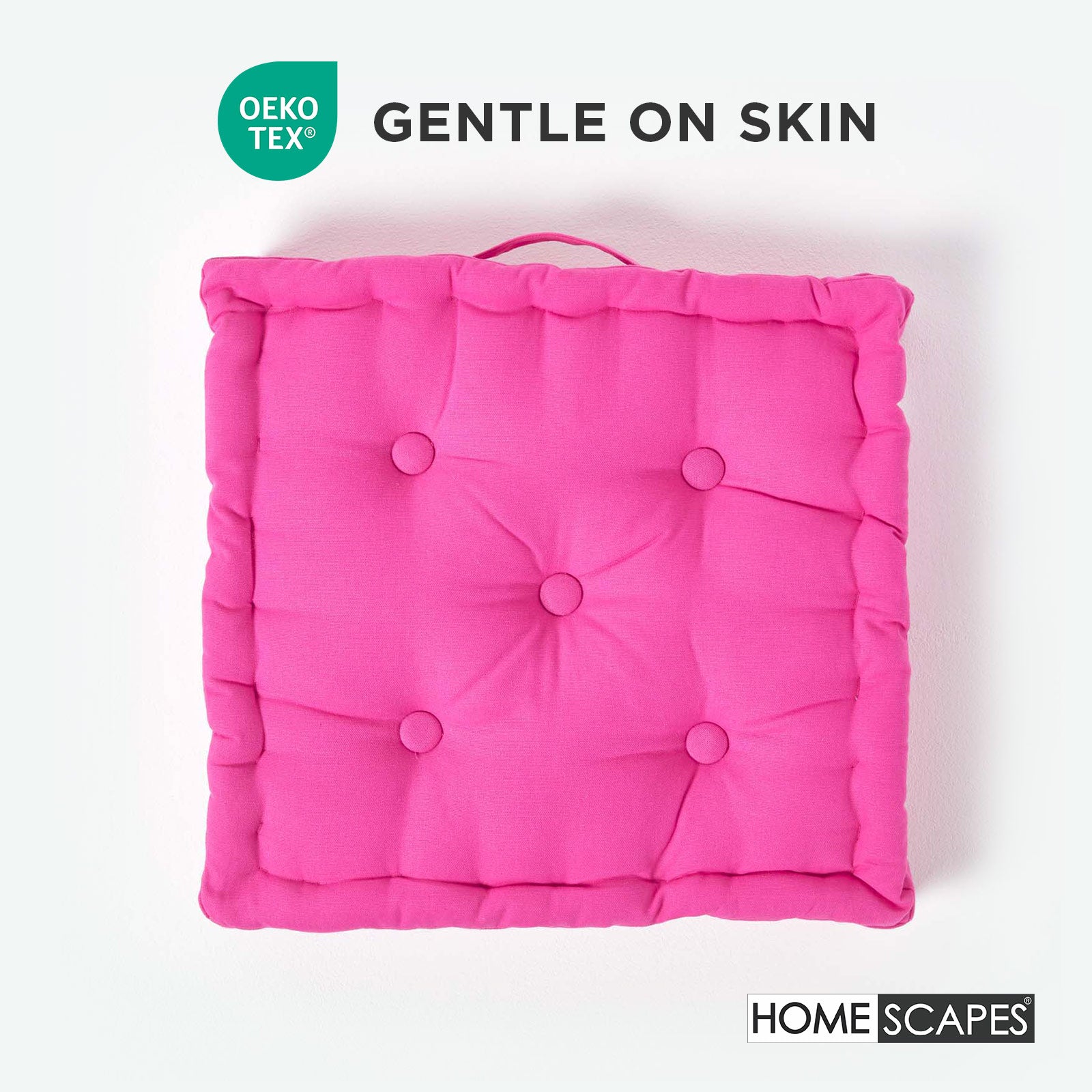 Cotton Plain Floor Cushion | 50cm x 50cm | Hot Pink