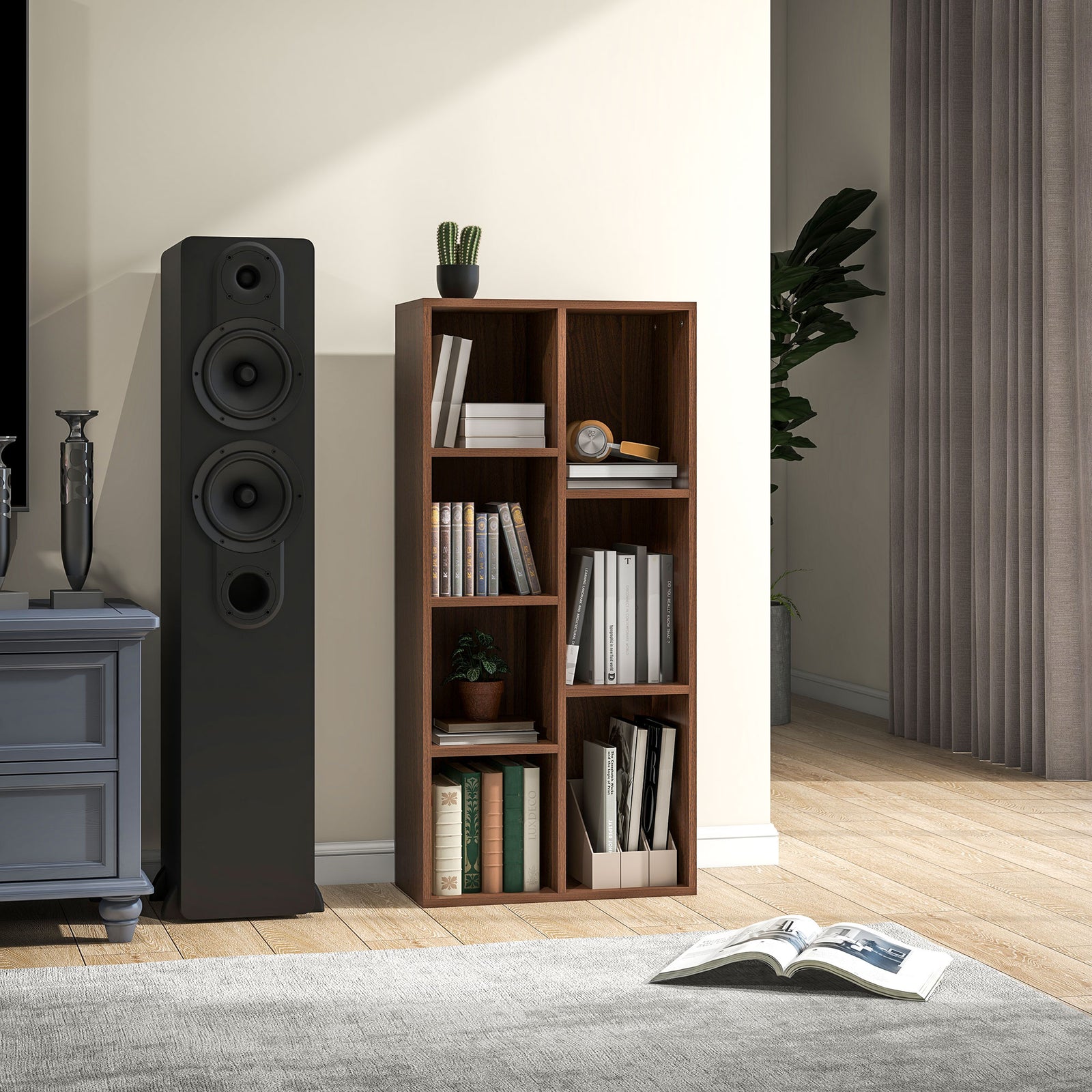 Bookcase Modern Bookshelf Cabinet For Home Office | One Size | Brown