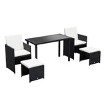 Rattan Garden Furniture Sofa Set W/ Table Chair Footrest | Black