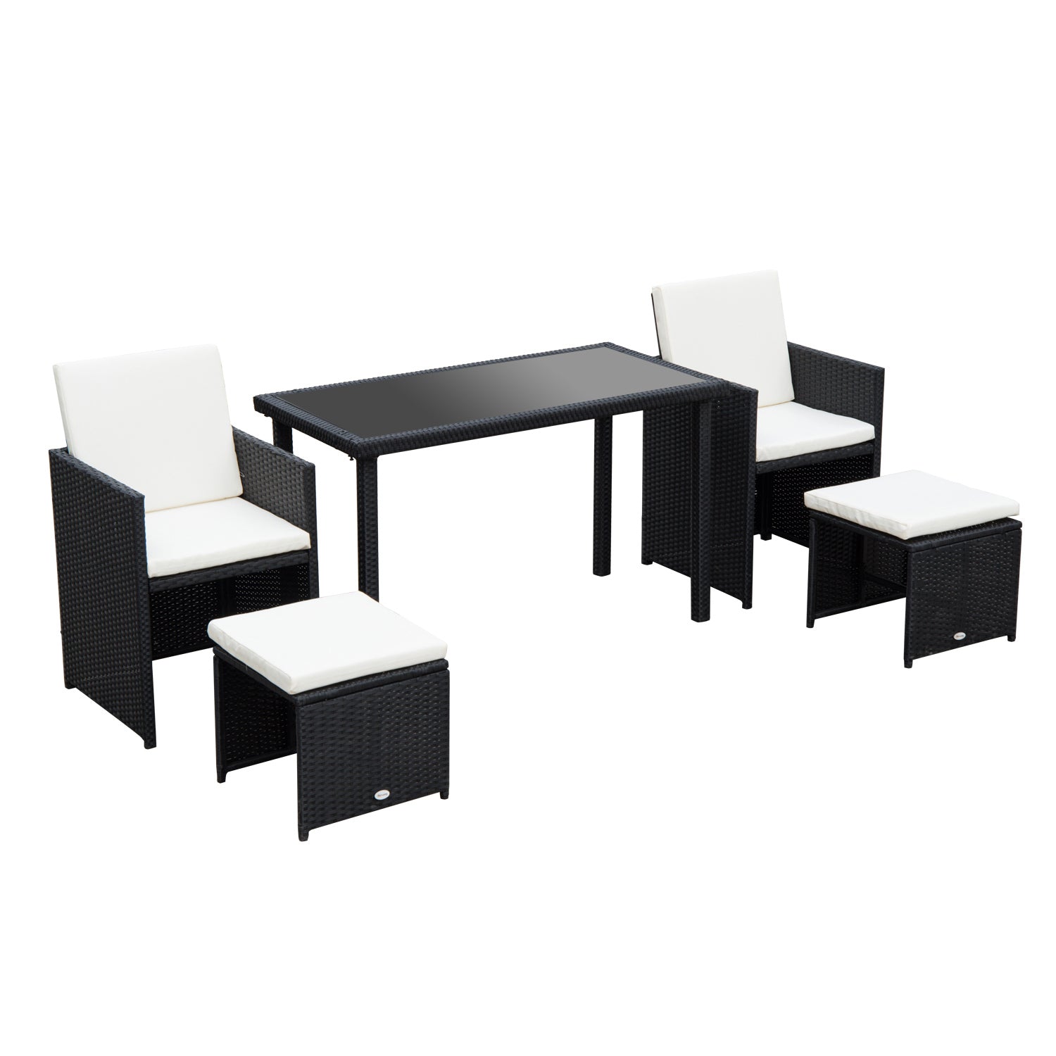 Rattan Garden Furniture Sofa Set W/ Table Chair Footrest | Black