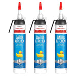 Mould Resistant Bath & Kitchen Silicone Sealant White, 208g | Set of 3