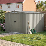 Breeins 8x8FT Apex Roof Metal Garden Storage Shed with Sliding Door