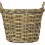 Round Grey Rattan Log Basket | Beige