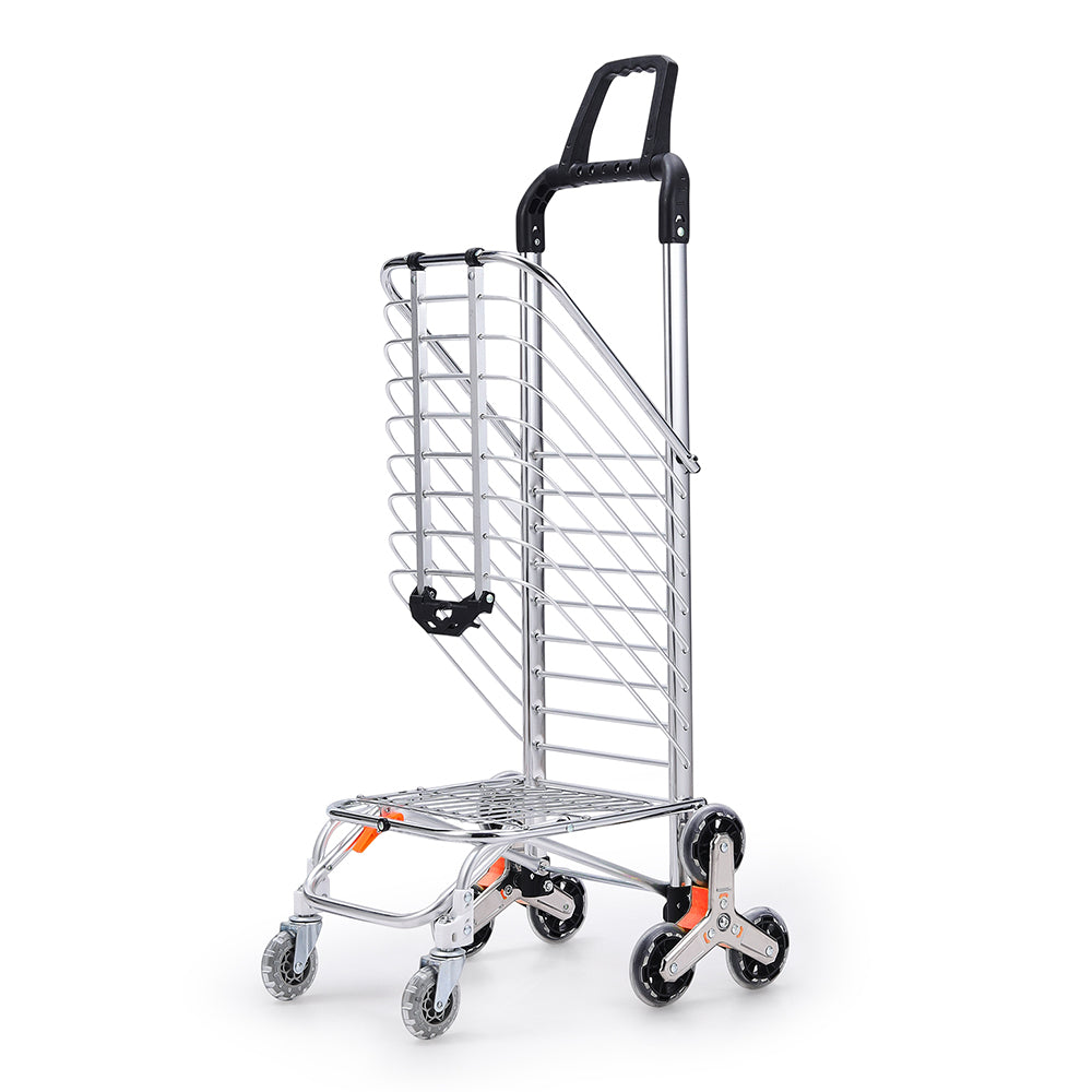 8 Wheels Foldable Shopping Trolley 2-in-1 Mobility Bag Push Cart Stair Handtrack