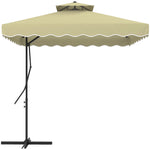 2.5m Square Cantilever Parasol W/ Ruffles | Beige