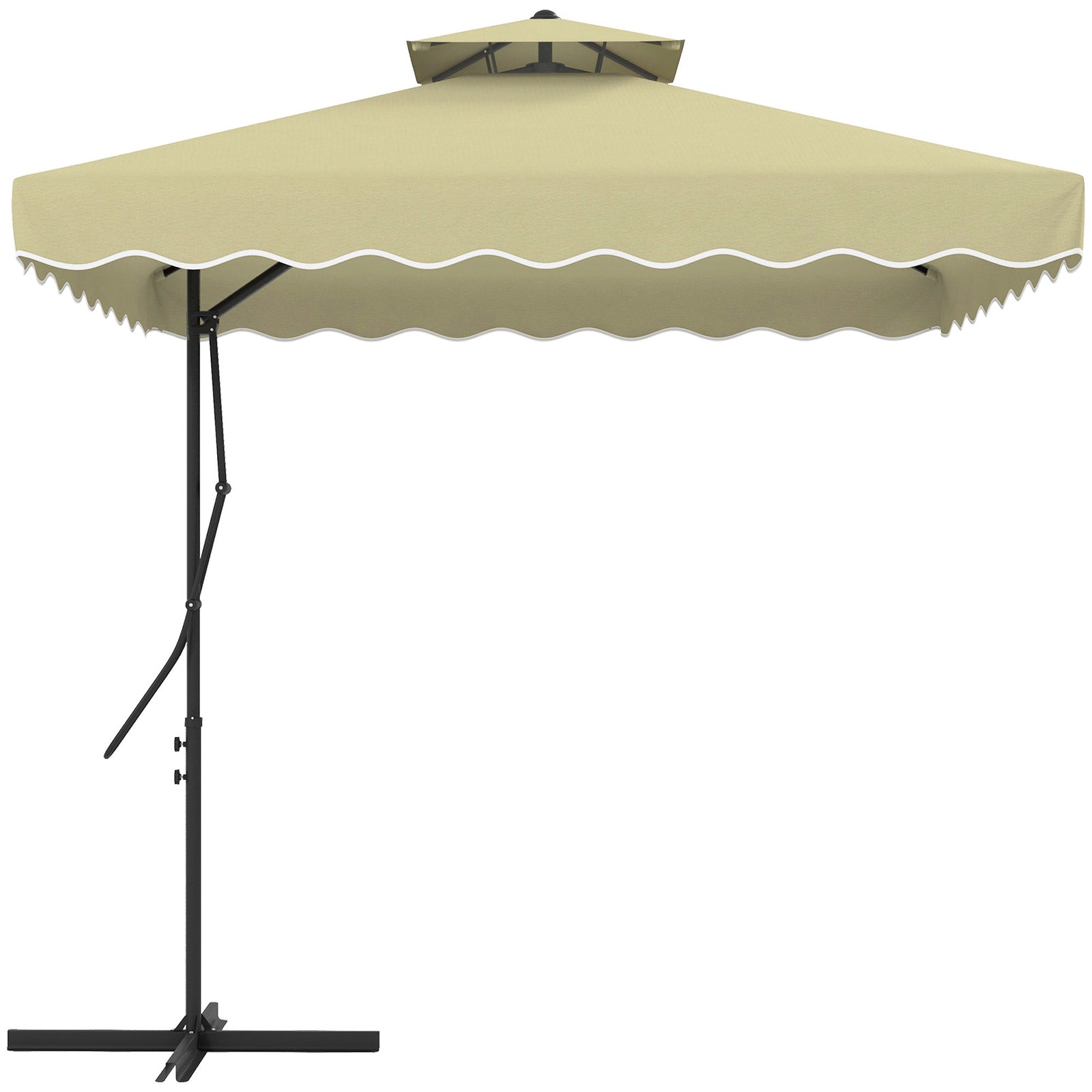 2.5m Square Cantilever Parasol W/ Ruffles | Beige