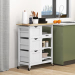 Compact Bar Trolley With Wood Top, Drawers