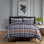 Newbury Check Printed Brushed 100% Cotton Bedlinen Duvet Set | Super King | Tan