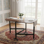 Folding Drop Leaf Table With 6 Wheels | Dark Brown