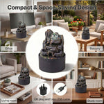 Spector Water Feature Indoor Fountains Rotating Glass Ball Led Light Resin Grey Brown