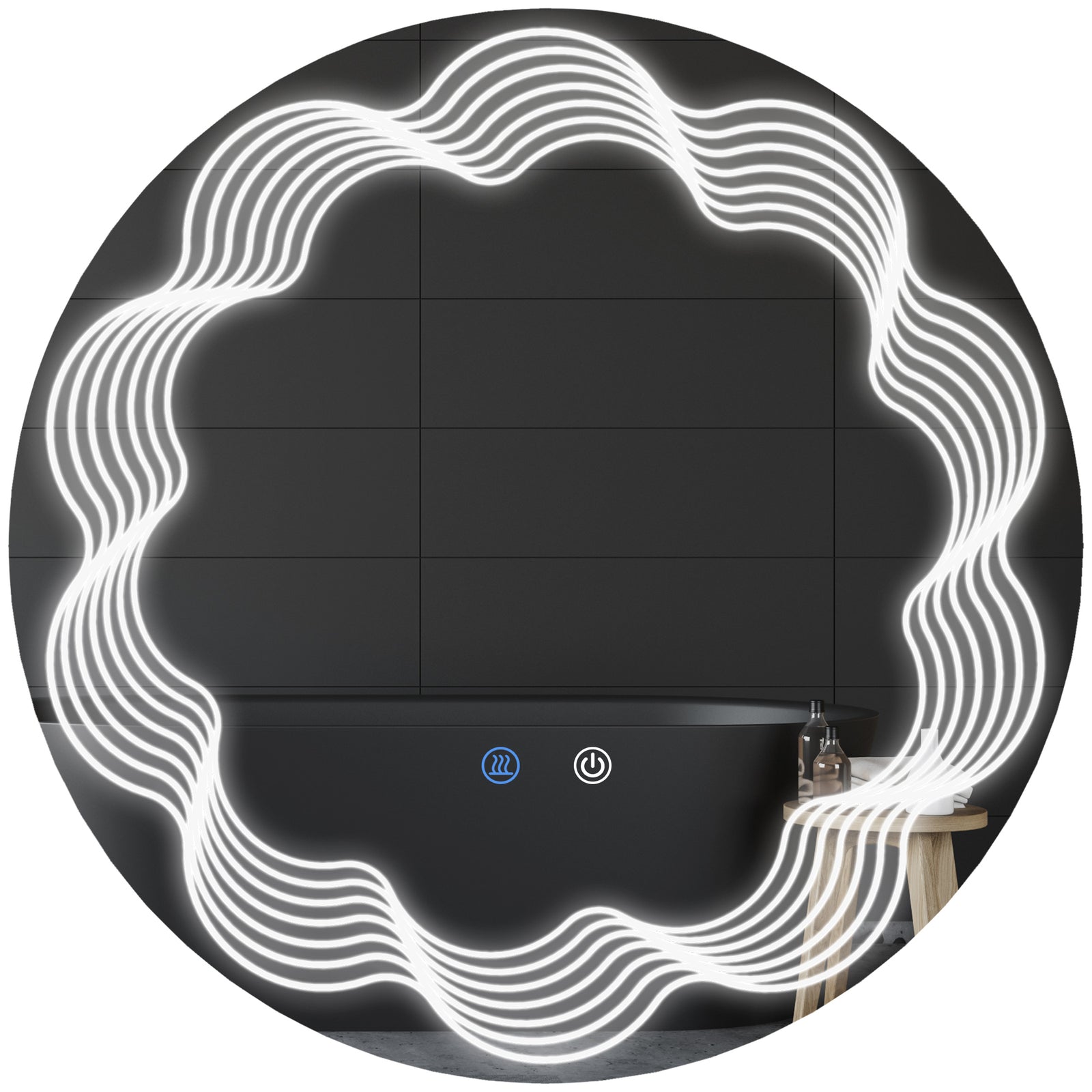 kleankin Led Dimming Lighted Bathroom Mirror Smart Touch Anti-fog