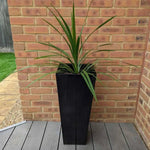 Zinc Galvanised Tall Flared Tapered Square Planter | 30cm x 30cm x 70cm | Glossy Black