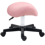 Saddle Stool Adjustable Rolling Salon Chair For Massage Spa | One Size | Pink