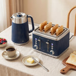 1.7l 3000w Rapid Boil Kettle And 4 Slice Toaster Set | Blue