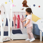 Kids Wood Clothes Rack With Storage Shelves Hall Tree For 3-8 Years