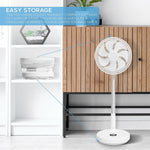 13.5'' Pedestal Fan With Remote Control - Oscillating & Portable Foldable Height Adjustable Cooling Led Display 12 Speed Turbo Quiet Circulation For Bedroom, Homes Office | Snow