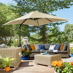 Square Cantilever Roma Parasol W/ 360° Crank & Base | Cream