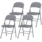 HOMCOM Folding Chairs Set Of 4, Foldable Chairs With Cushions, Light Grey