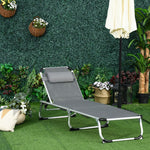 Folding Outdoor Lounger W/ Pillow | Dark Gray