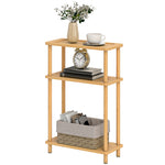 HOMCOM 3-tier Slim End Table, Tool-free Assembly, Natural Wood Finish