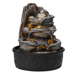 Tiered Rock Tabletop Water Fountain With Led Crystal Ball