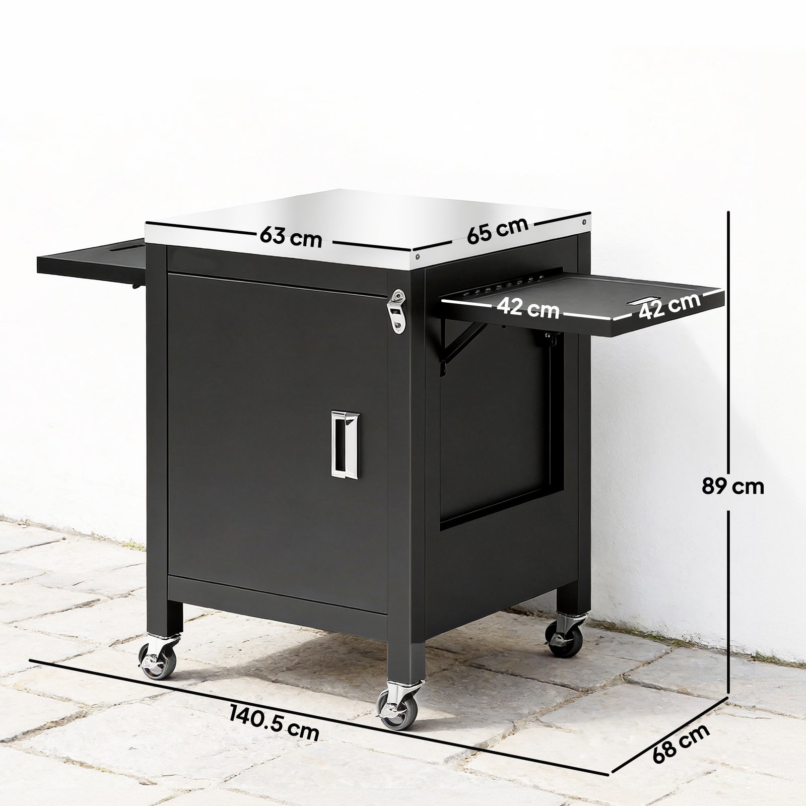 Outsunny Outdoor Grill Cart, Movable Food Prep Cart On Wheels, Black