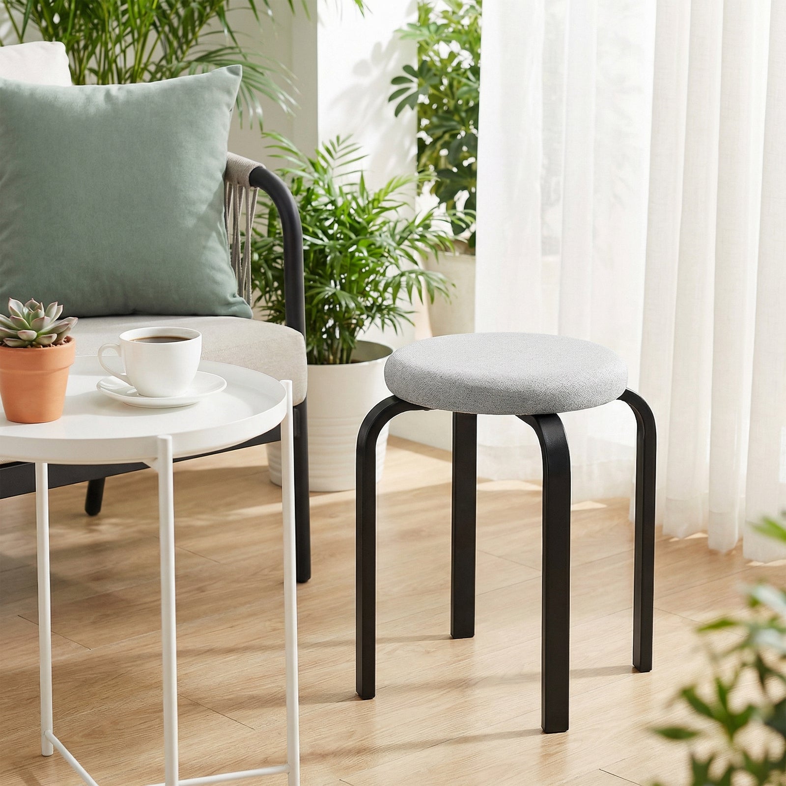 Stackable Stools Modern Cushioned Set Of 4 | Grey