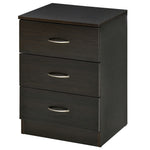 Modern 3 Drawers Side Table, Bedside Table With Wood Effect, Black