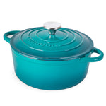 Cast Iron Dutch Oven Casserole Pot With Lid - 22cm (2.9l) | Teal