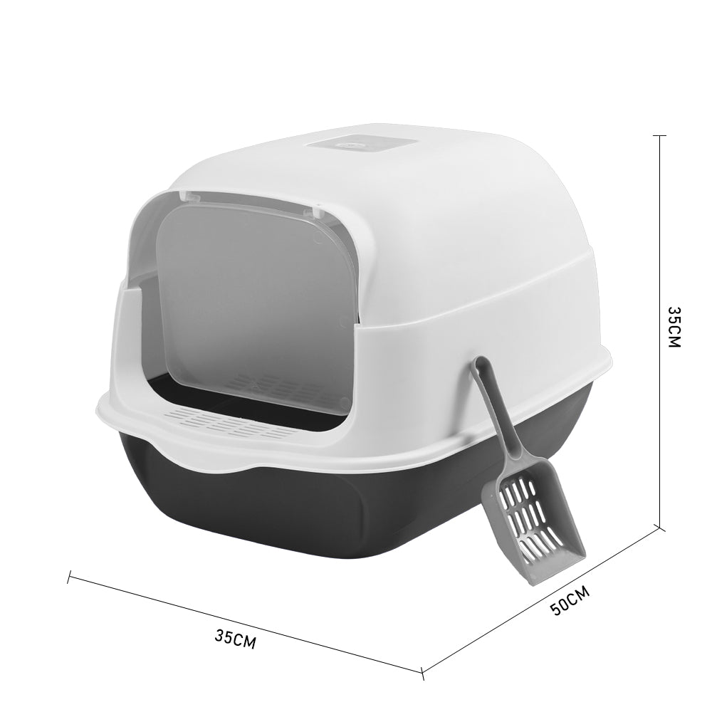 Detachable Cat Litter Box With Scoop Easy Clean Large Pet Toilet, Splash-proof, Odor Control, Portable Design | Black