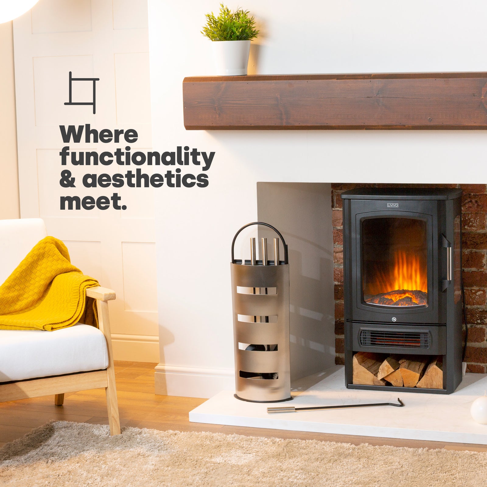 Fireplace Accessory Set 5 Piece Tools With Stand For Fireplaces Silver