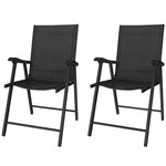 Folding Garden Chairs Set With High Back, Armrests | Set of 2 | Black