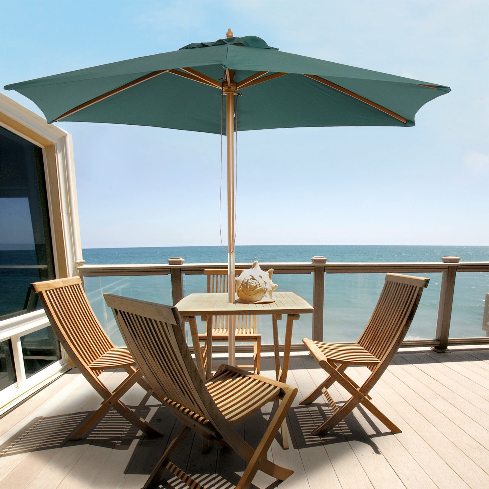 2.5m Wood Garden Parasol Sun Shade | Green