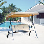 3 Seater Garden Swing Patio Hammock With Canopy For Outdoor | Beige