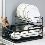 2-tier Metal Kitchen Dish Drainer Rack | Black