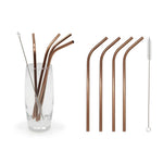Reusable Straws Stainless Steel Rose Gold 8 Pcs Eco Friendly