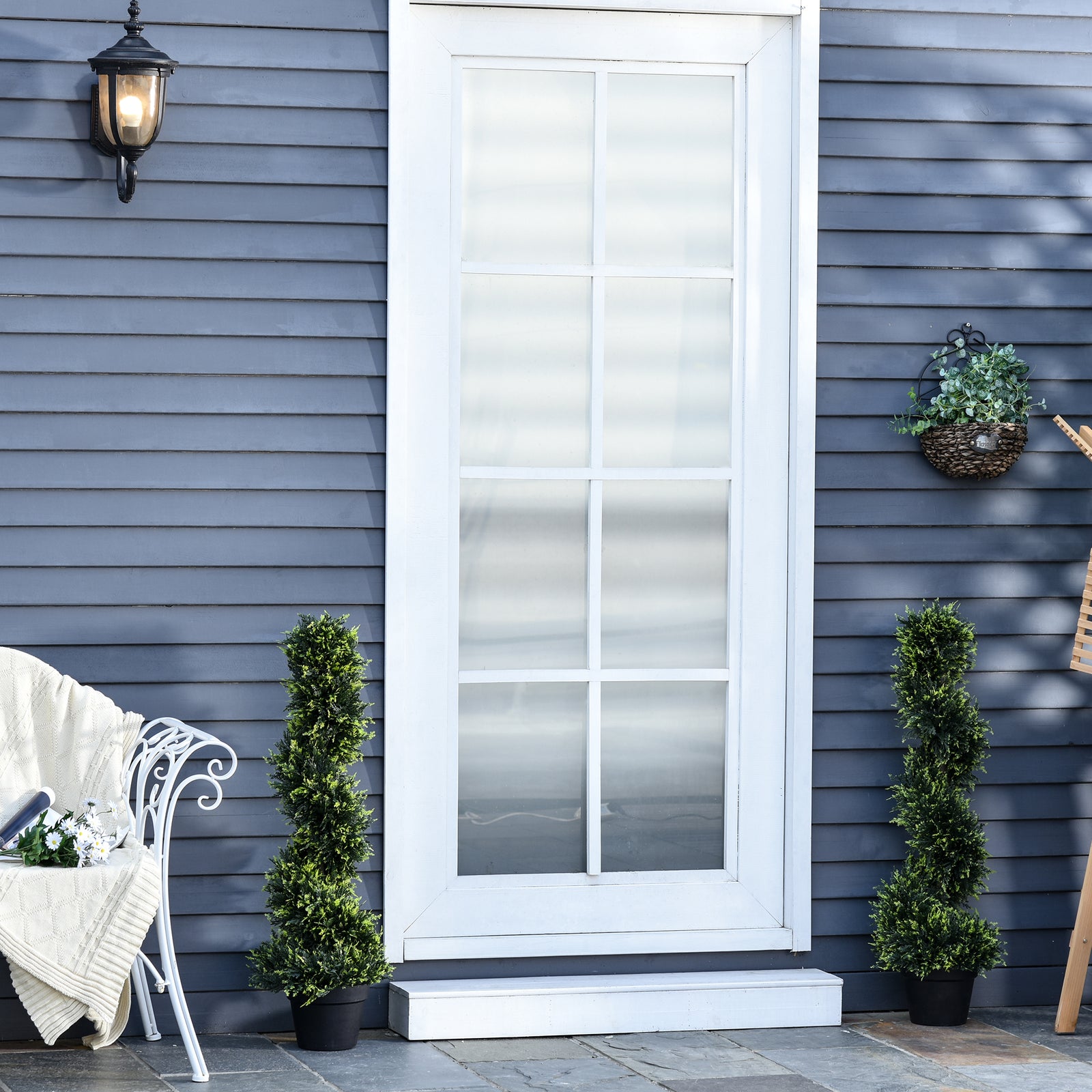 Set Of 2 90cm Artificial Spiral Topiary Trees With Pot