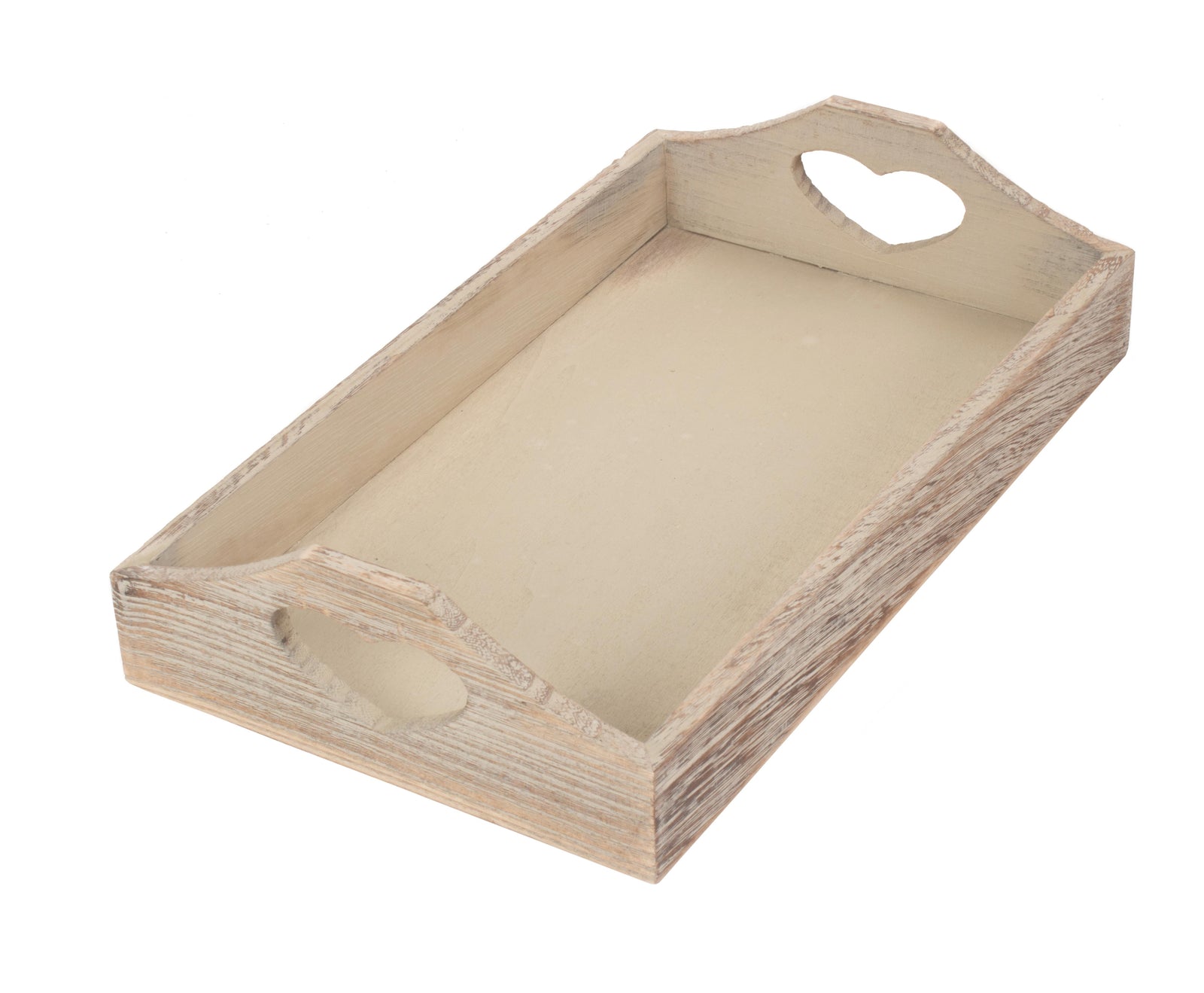 Shallow Wooden Heart Cut Out Tray | Large | Brown