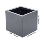 Zinc Galvanized Steel Planter Box With Drainage Hole –square Raised Planter Box Outdoor Balcony Garden Trough Pot | Small | Anthracite Grey