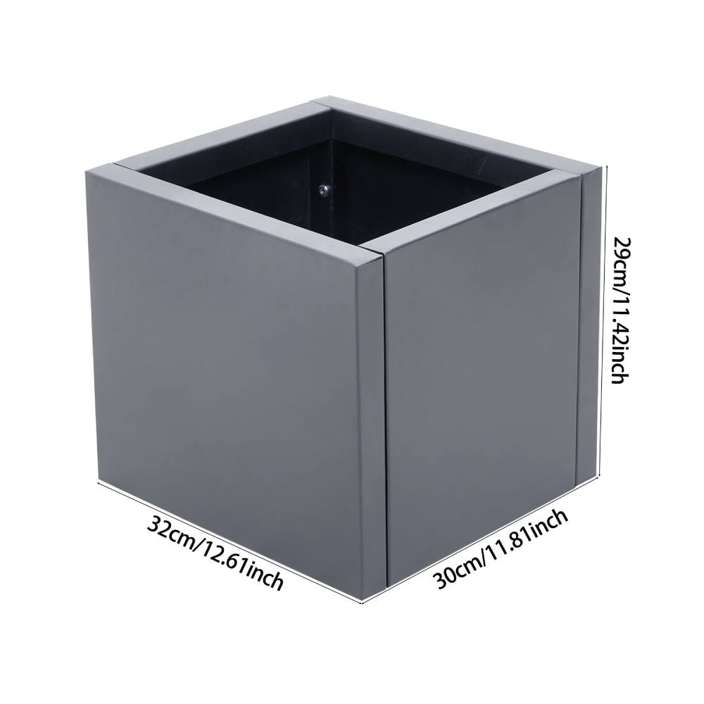 Zinc Galvanized Steel Planter Box With Drainage Hole –square Raised Planter Box Outdoor Balcony Garden Trough Pot | Small | Anthracite Grey