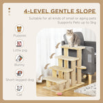 PawHut Pet Stairs With 4-step Stair, Scratching Posts, Platforms, Toy Ball