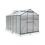 Polycarbonate Greenhouse With Base – Aluminum Frame Walk-in Greenhouse With Sliding Door & 2 Ventilation Window For Plants & Flowers | 10 x 6ft | Green
