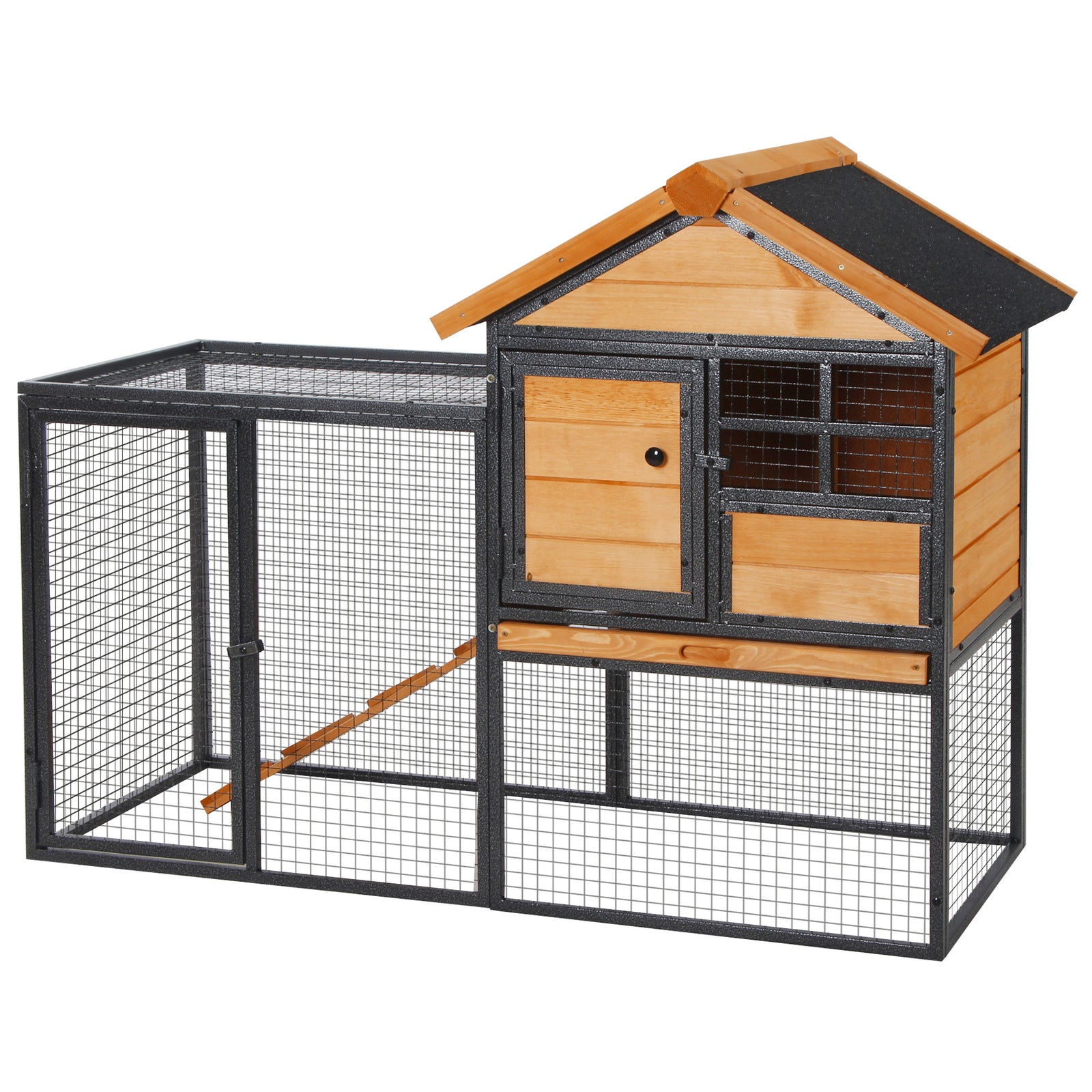 Wood-metal Rabbit Hutch Elevated Pet House Outdoor 122 X 63 X 92cm