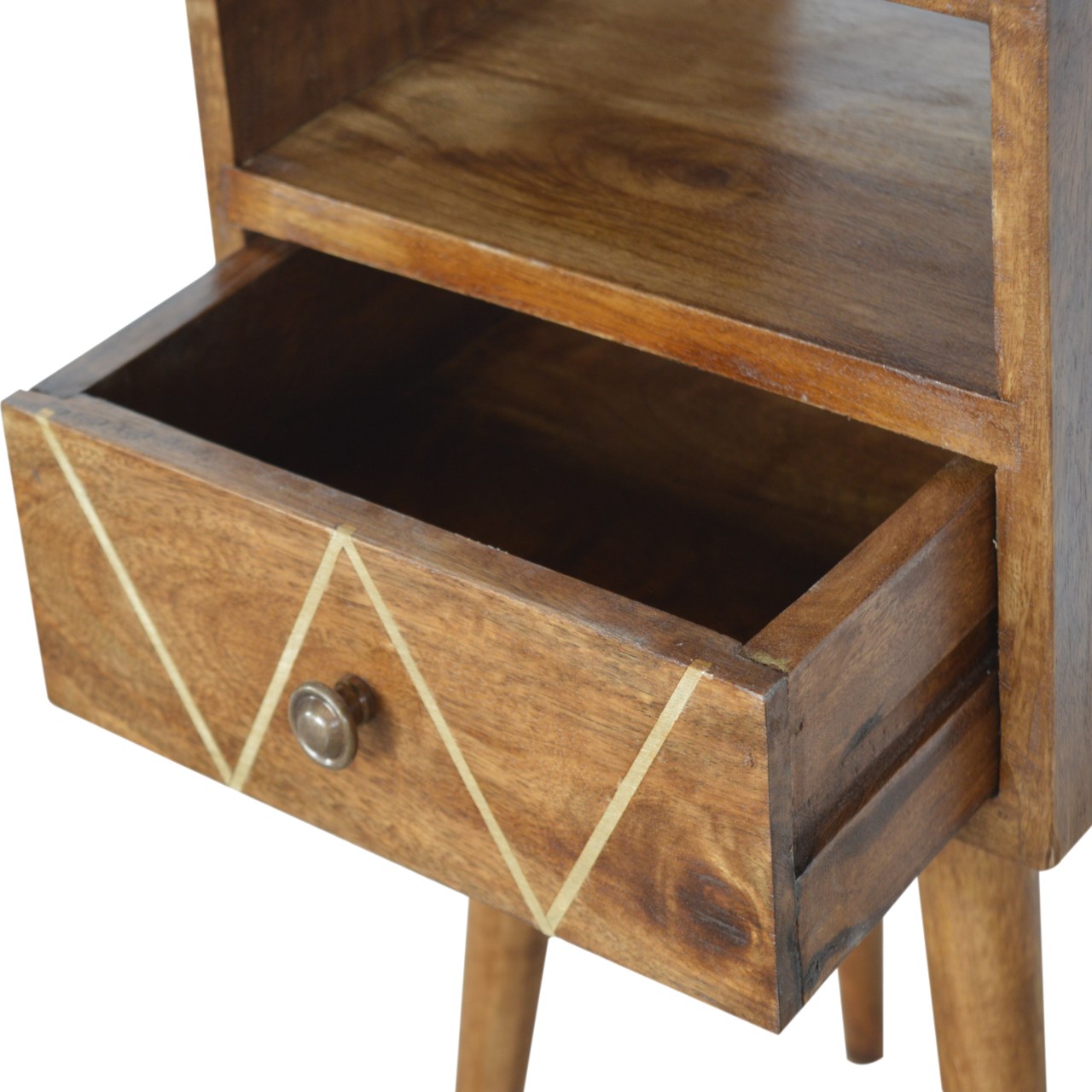 Solid Wood Mini Geo Brass Bedside