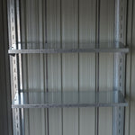 4 x 8 ft Outdoor Metal Storage Shed with Extended Roof, Sliding Doors, including Shelves &  Hooks, Garden Tool Shed