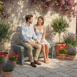 Wooden Garden Bench, 2 Seater Slatted Outdoor Bench | Grey