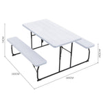 Foldable Picnic Table And Bench Set With Parasol Hole | One Size | White