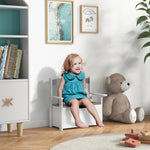 2 In 1 Toy Box For Kids With Safety Lid For Bedroom, Nursery | Grey