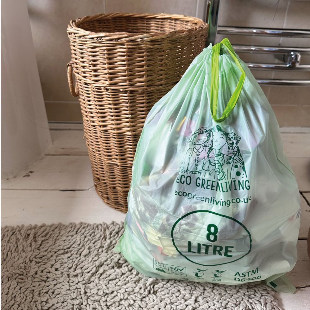Compostable Drawstring Bin Bags  8 Litre (25 Bags)